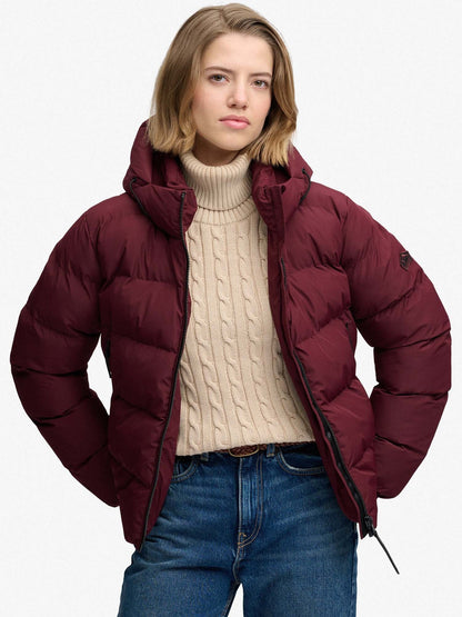 Superdry sport puffe giubbino da donna bordeaux