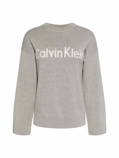 Ck contrast logo maglia da donna grigio