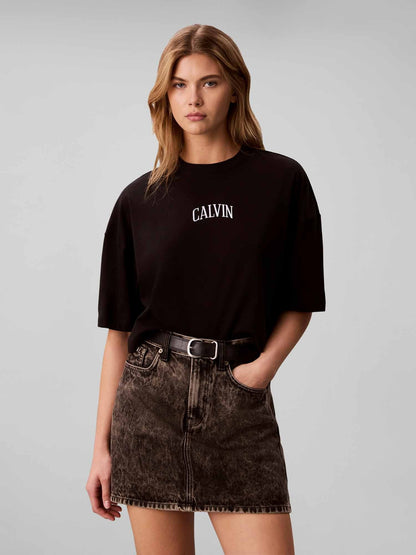 Ck boxy cropped t-shirt da donna nero