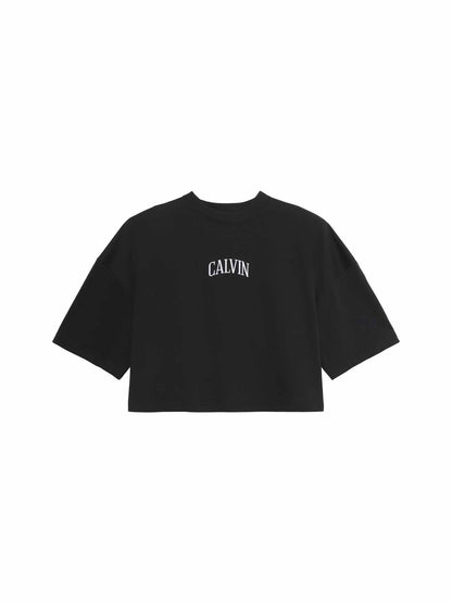 Ck boxy cropped t-shirt da donna nero