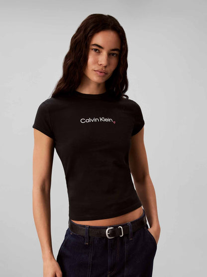 Ck slim logo t-shirt da donna nero