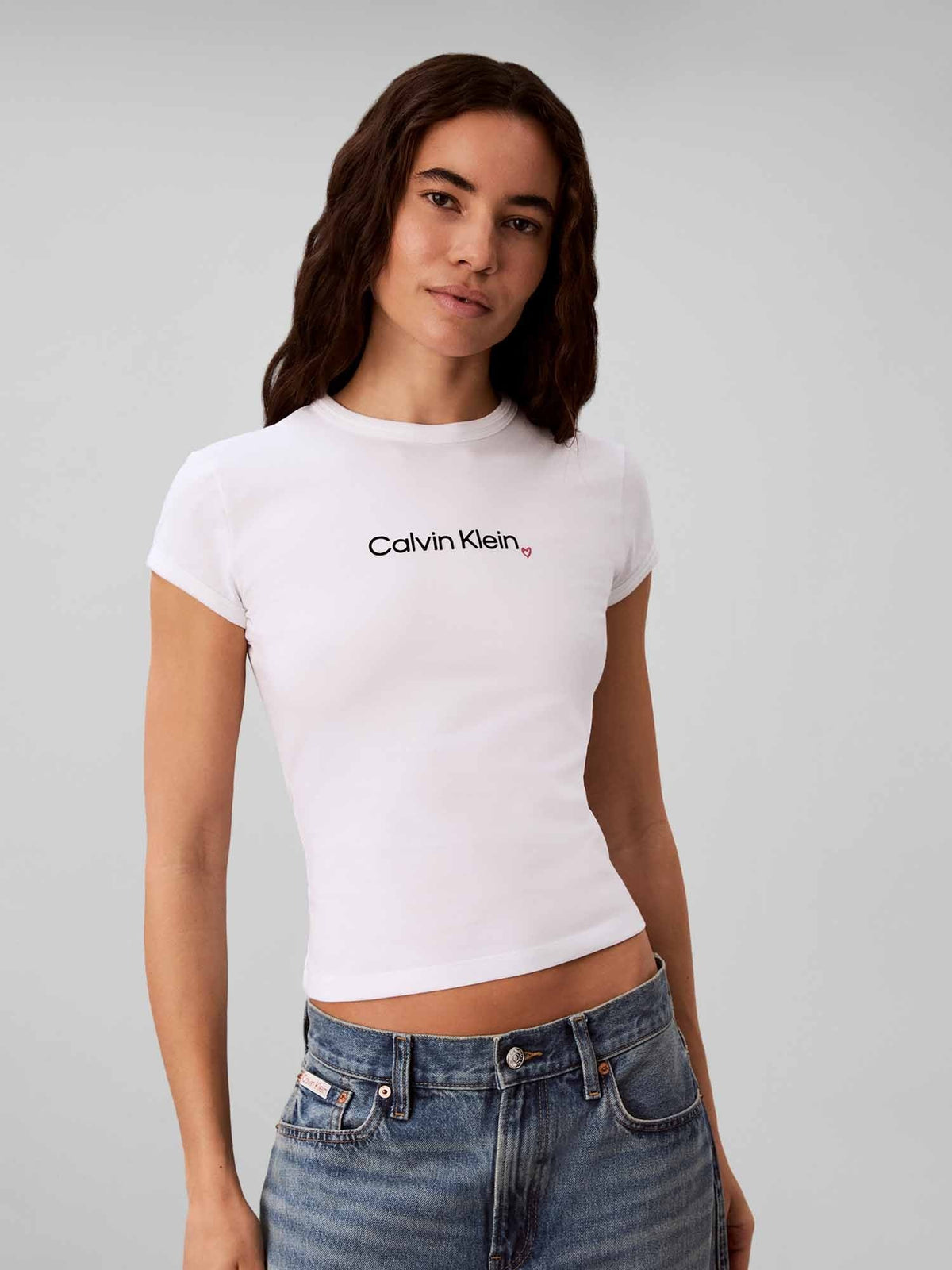 Ck slim logo t-shirt da donna bianco
