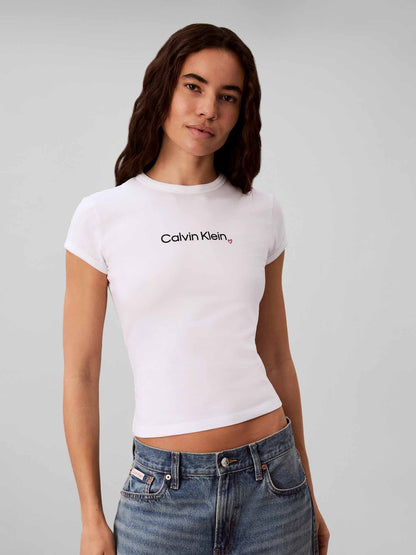 Ck slim logo t-shirt da donna bianco