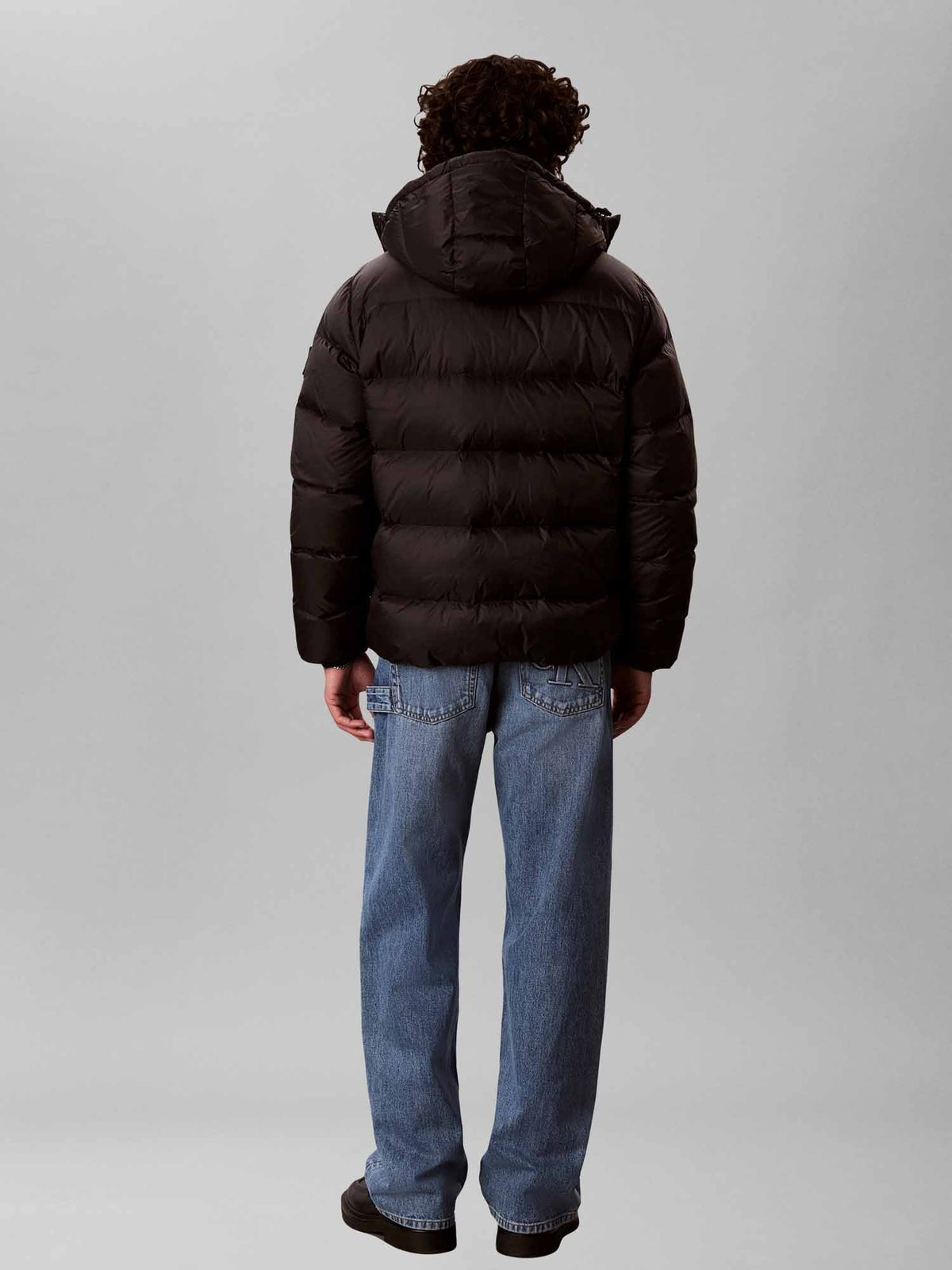 Ck nylon zip puffer giubbino da uomo nero