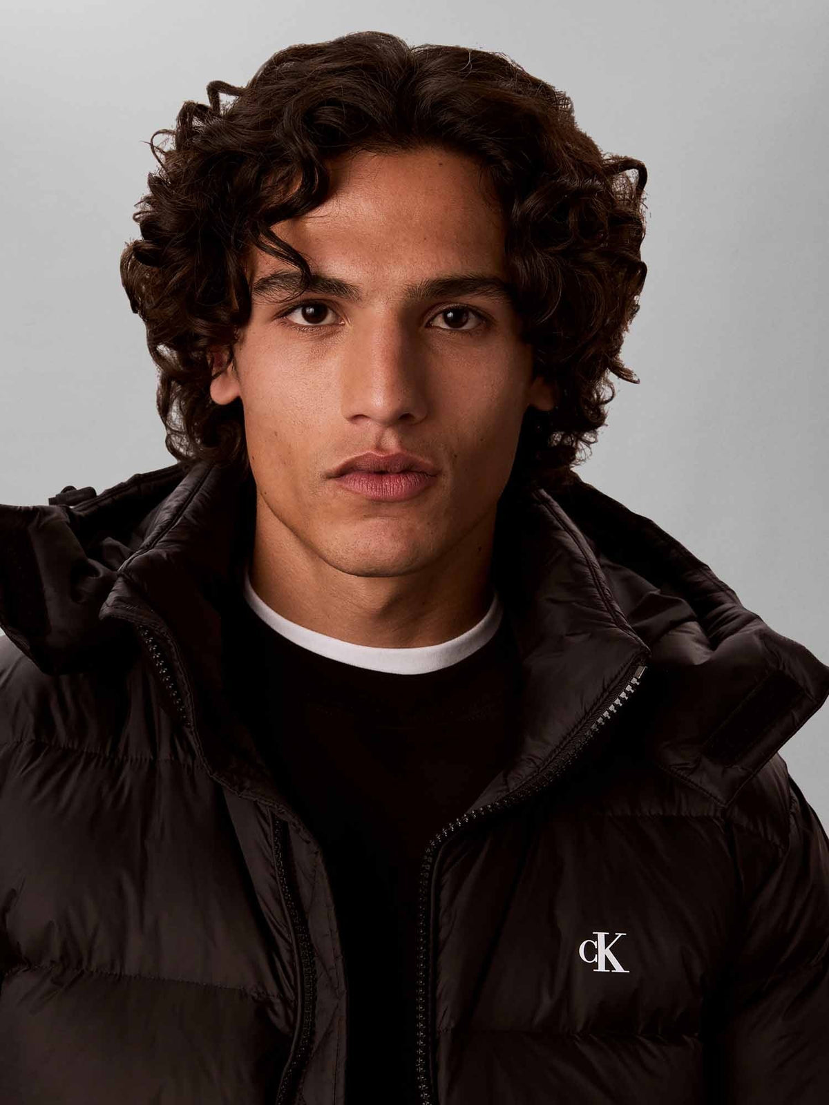 Ck nylon zip puffer giubbino da uomo nero