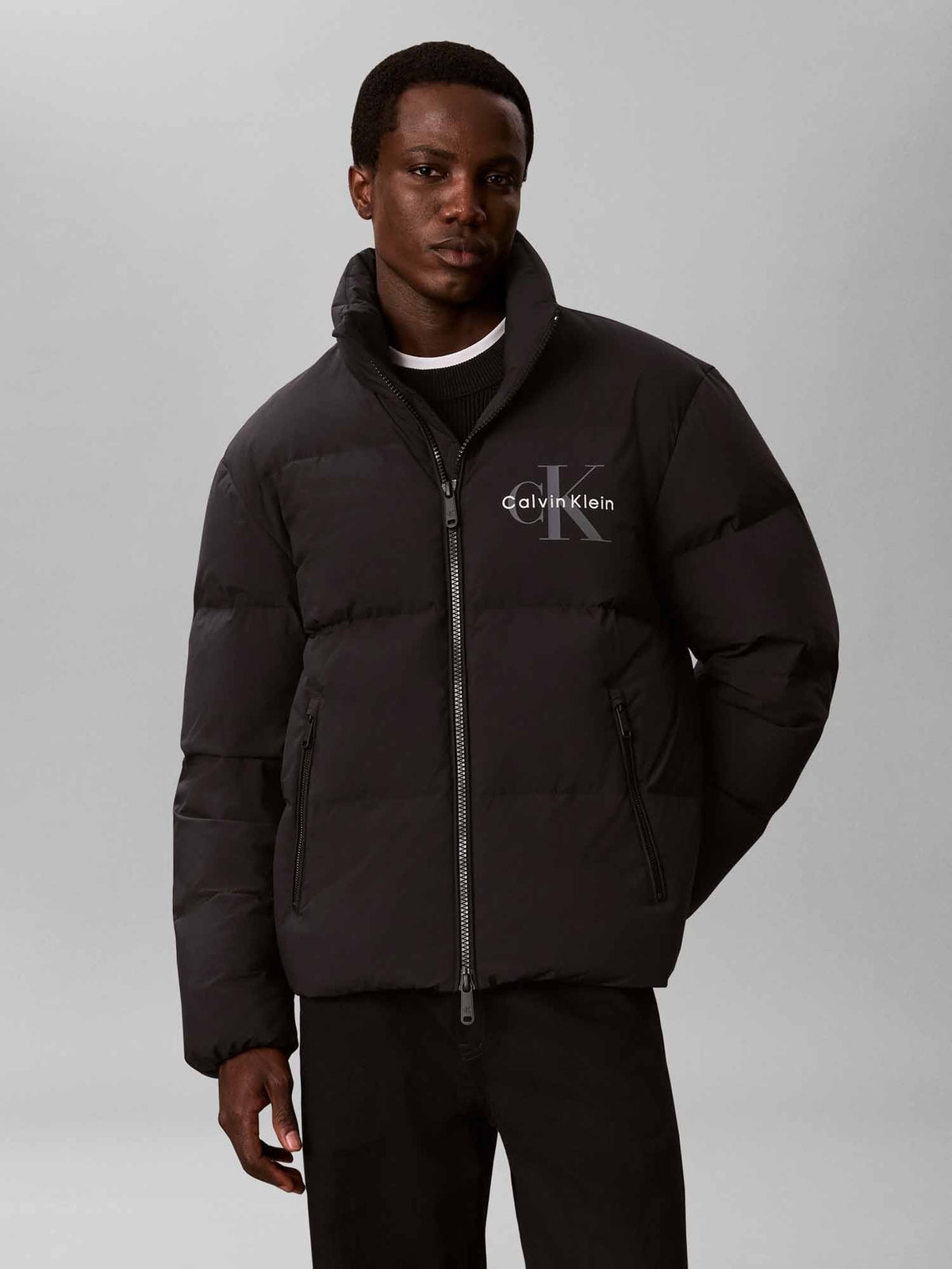 Ck nylon monologo giubbino da uomo nero