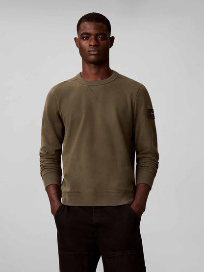 Ck 350TERRY badge felpa da uomo oliva