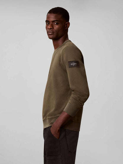 Ck 350TERRY badge felpa da uomo oliva