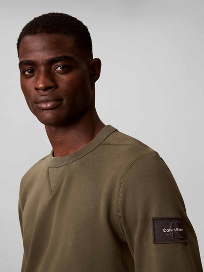 Ck 350TERRY badge felpa da uomo oliva