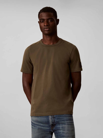 Ck classic sueded t-shirt da uomo oliva