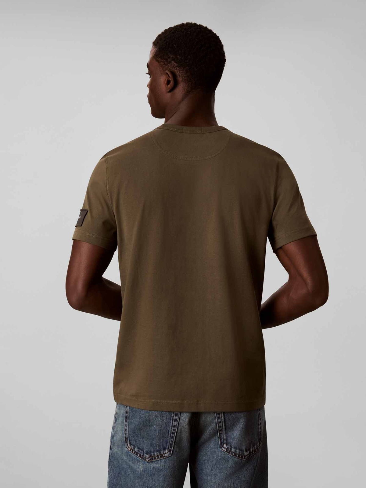Ck classic sueded t-shirt da uomo oliva
