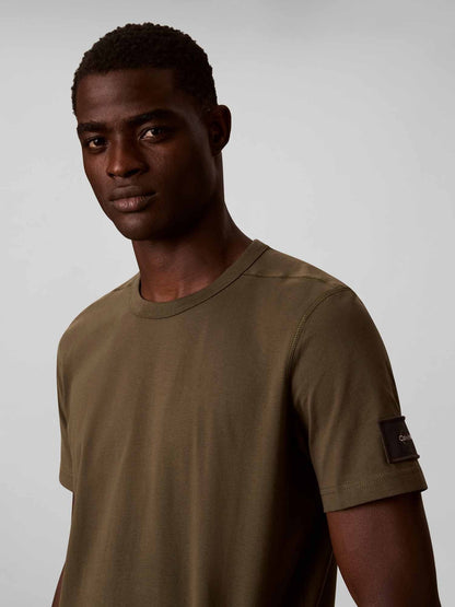Ck classic sueded t-shirt da uomo oliva