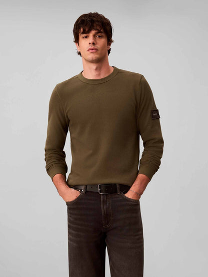 Ck waffle badge t-shirt da uomo oliva