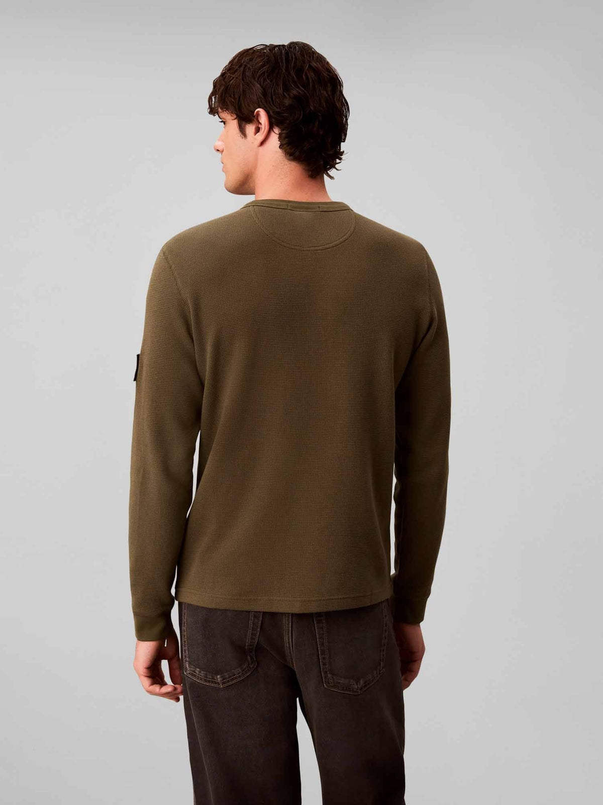 Ck waffle badge t-shirt da uomo oliva