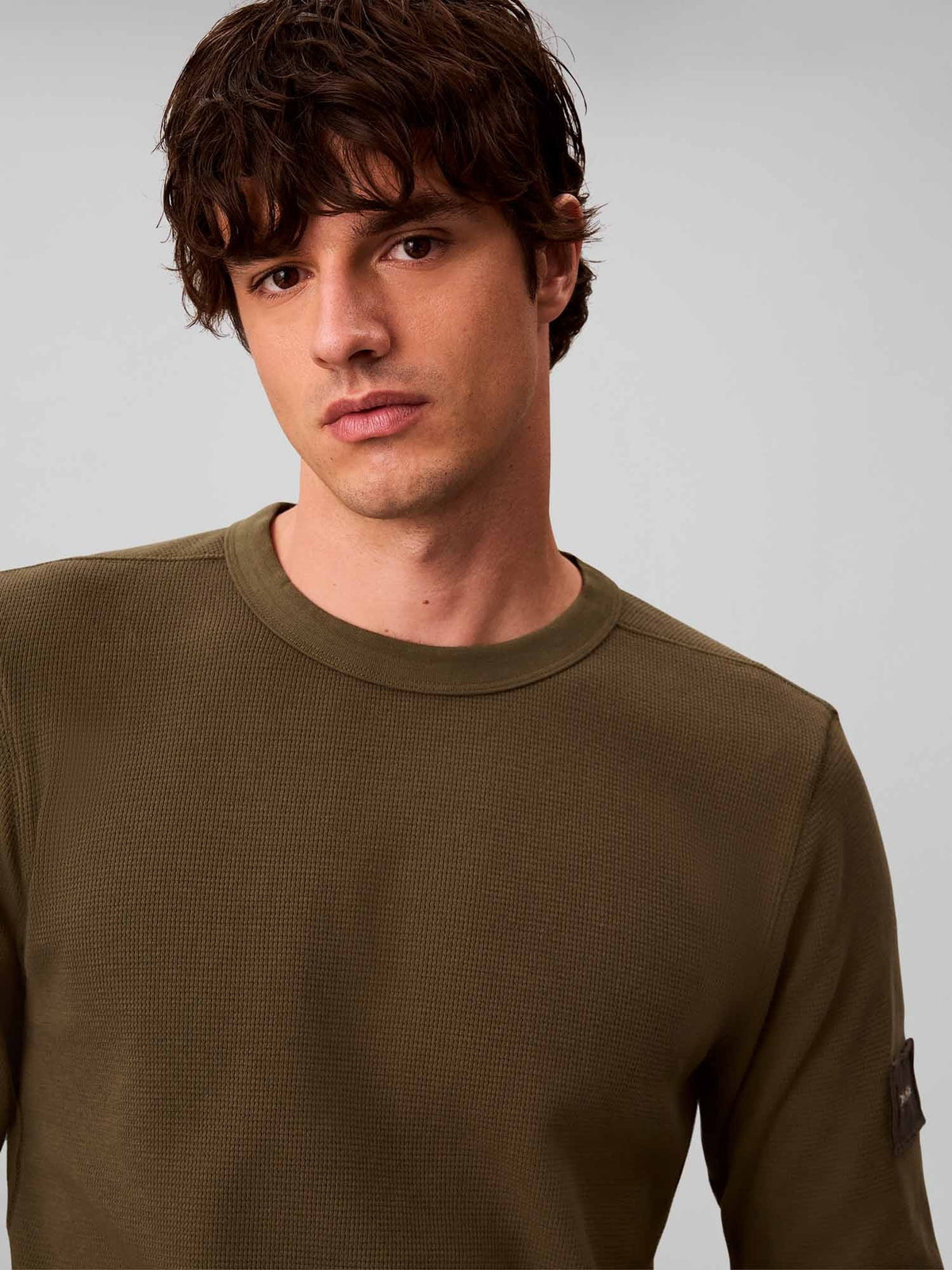 Ck waffle badge t-shirt da uomo oliva