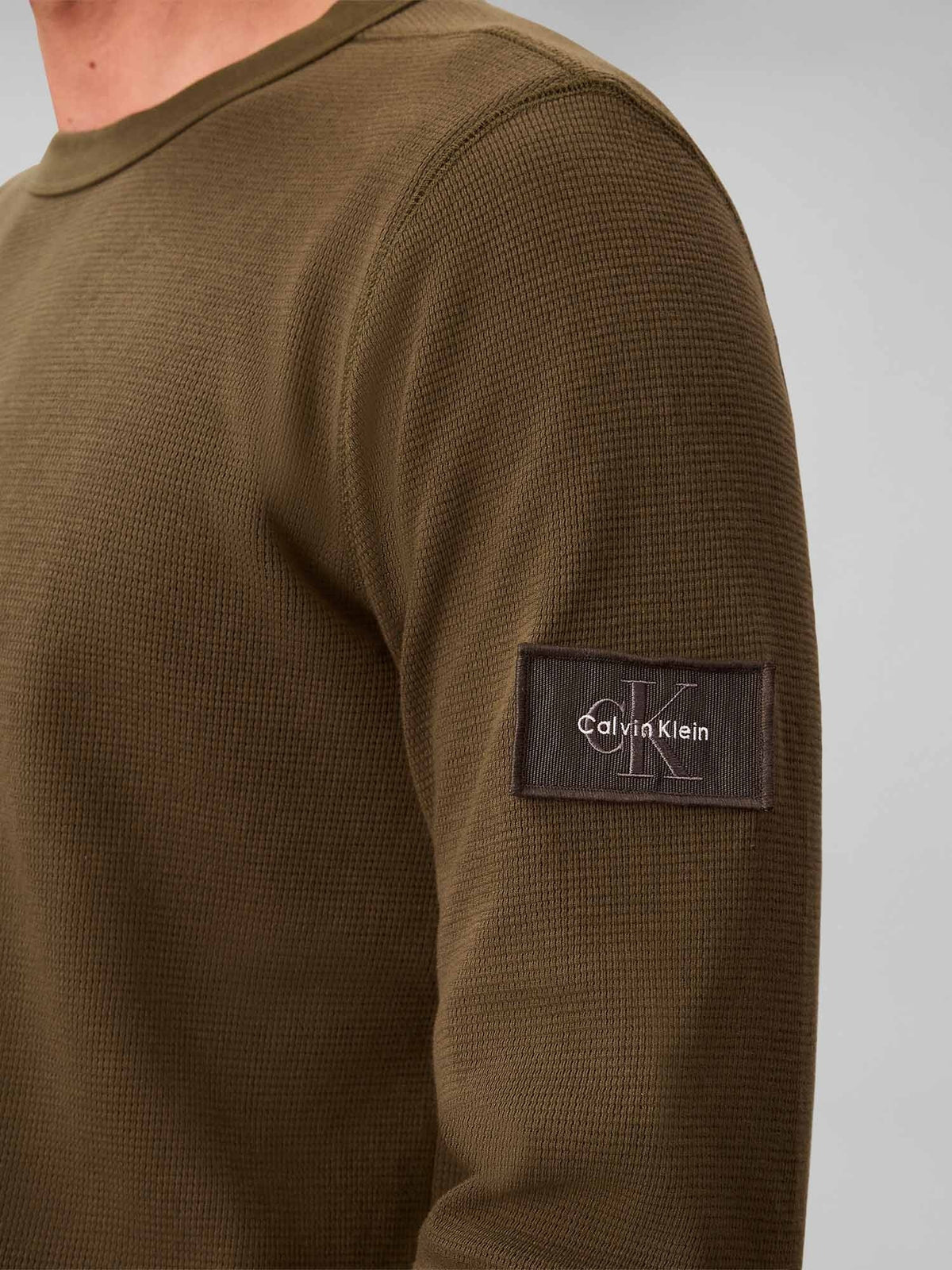 Ck waffle badge t-shirt da uomo oliva