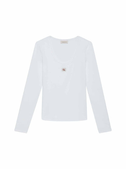 Ck woven label t-shirt da donna bianco