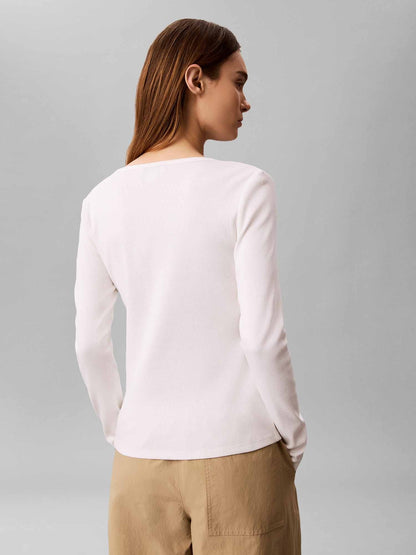 Ck woven label t-shirt da donna bianco