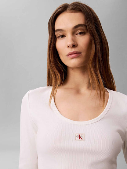 Ck woven label t-shirt da donna bianco