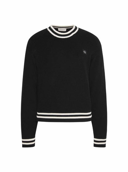 Ck label crew maglia da donna nero