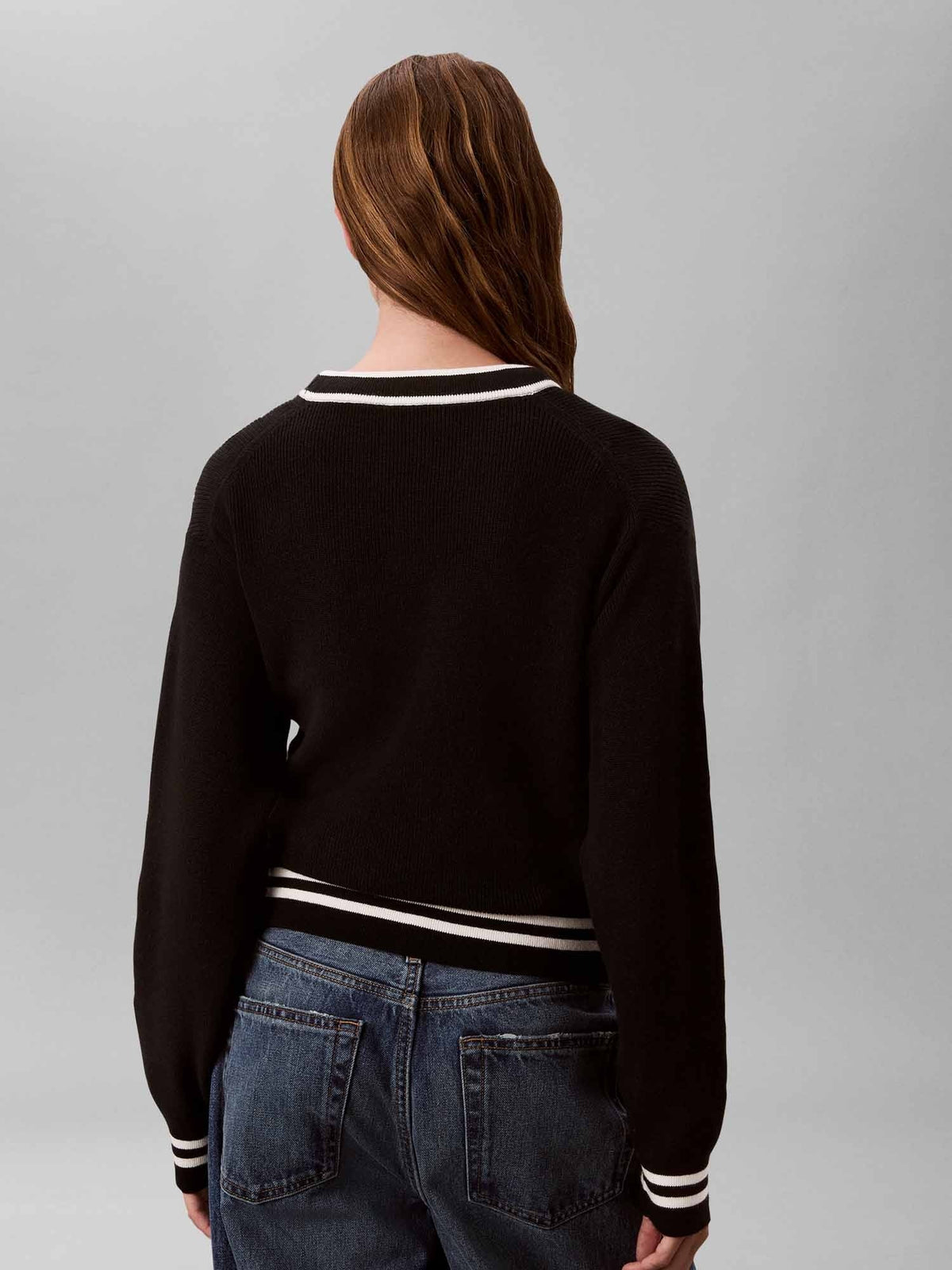 Ck label crew maglia da donna nero