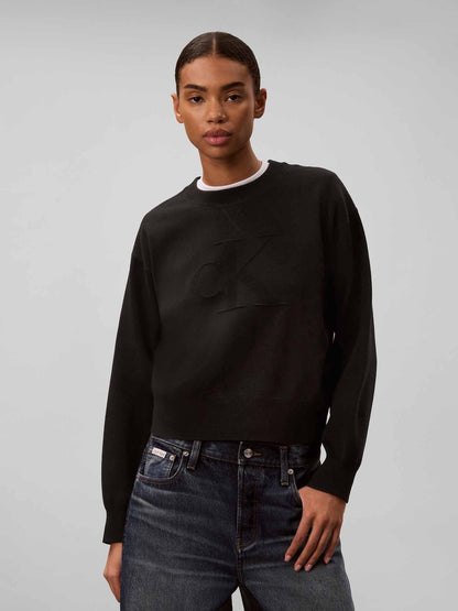 Ck logo ottoman maglia da donna nero