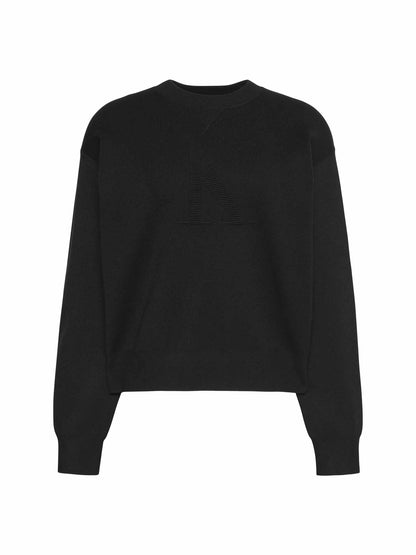 Ck logo ottoman maglia da donna nero