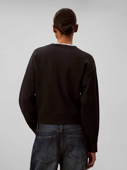 Ck logo ottoman maglia da donna nero