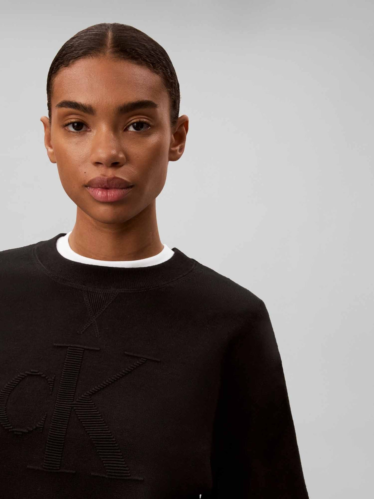 Ck logo ottoman maglia da donna nero