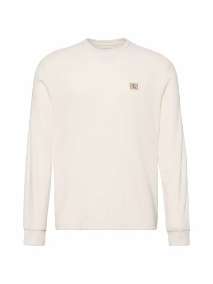 Ck waffle badge crew maglia da uomo panna