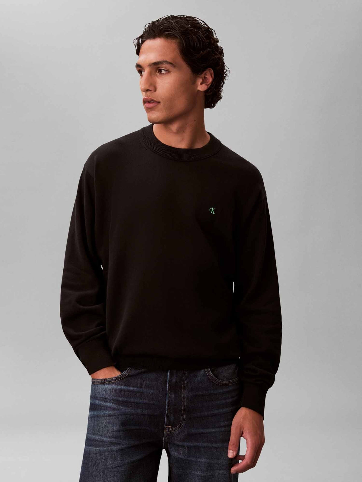 Ck cotton rlx crew maglia da uomo nero