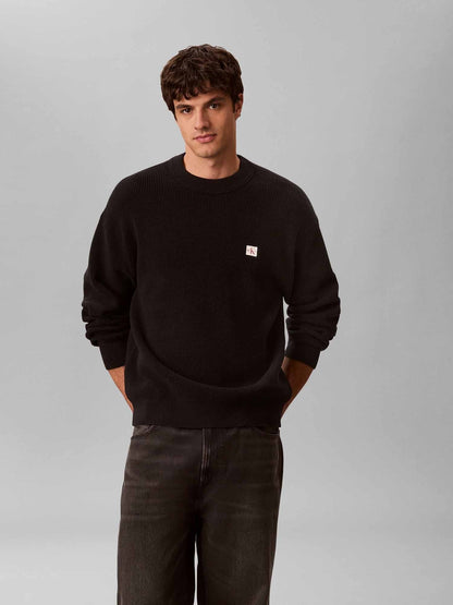 Ck cotton waffle cre maglia da uomo nero