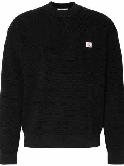 Ck cotton waffle cre maglia da uomo nero