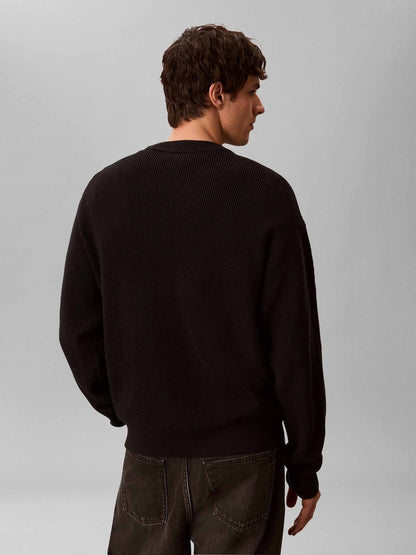 Ck cotton waffle cre maglia da uomo nero