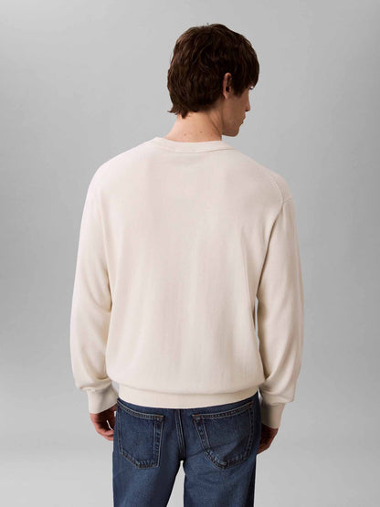 Ck cotton rlx crew maglia da uomo panna