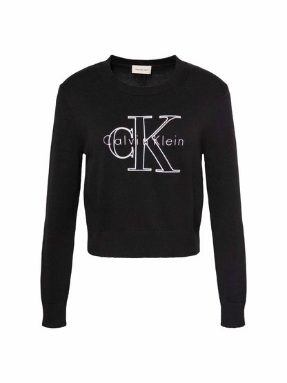 Ck logo outline maglia da donna nero