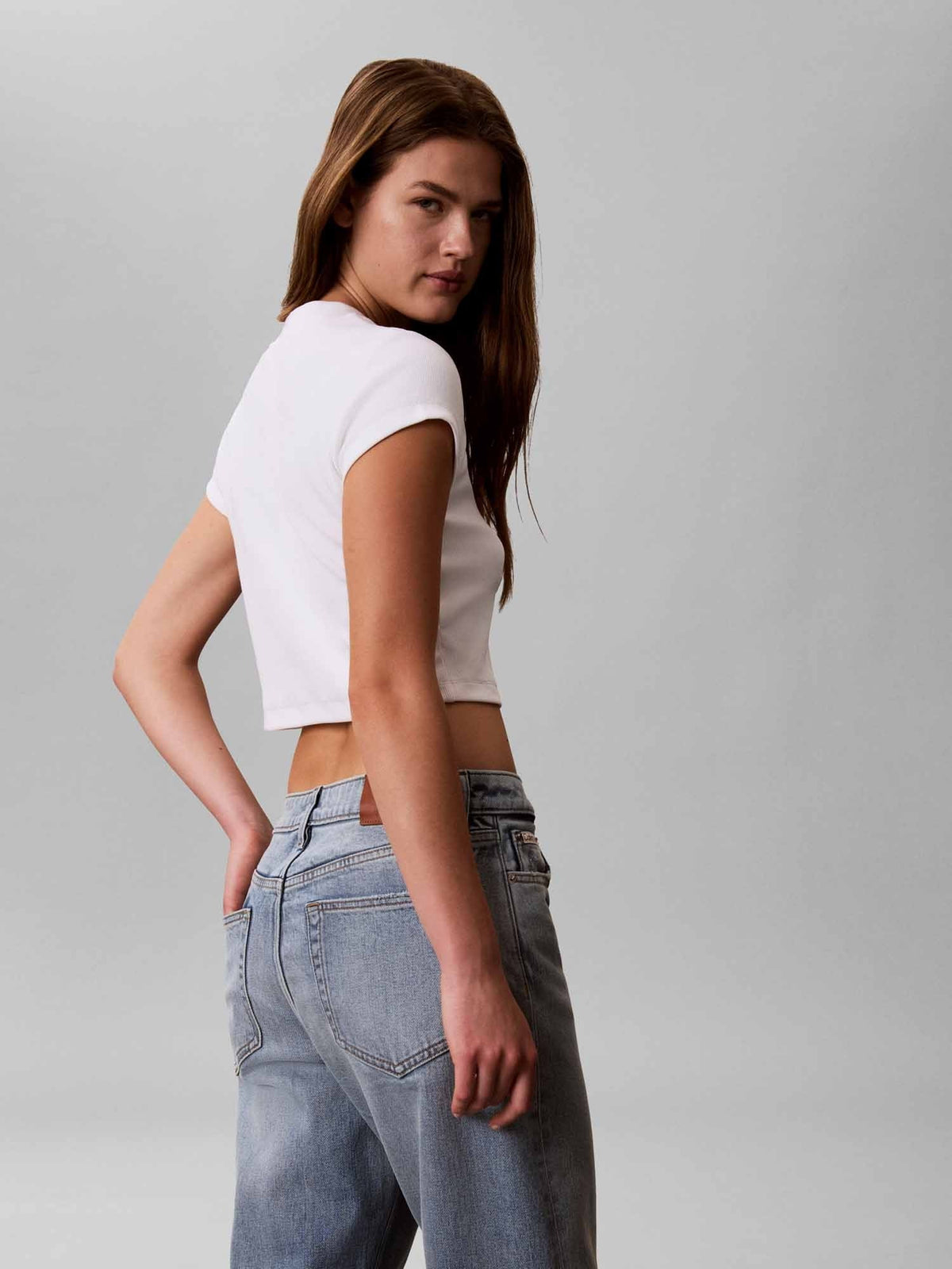 Ck seasonal logo bab t-shirt da donna bianco