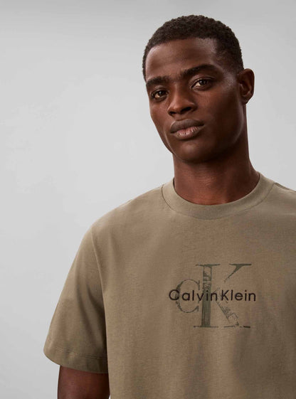 Ck 20'S distressed t-shirt da uomo oliva