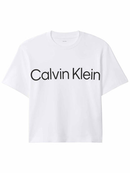Ck boxy logo graphic t-shirt da donna bianco