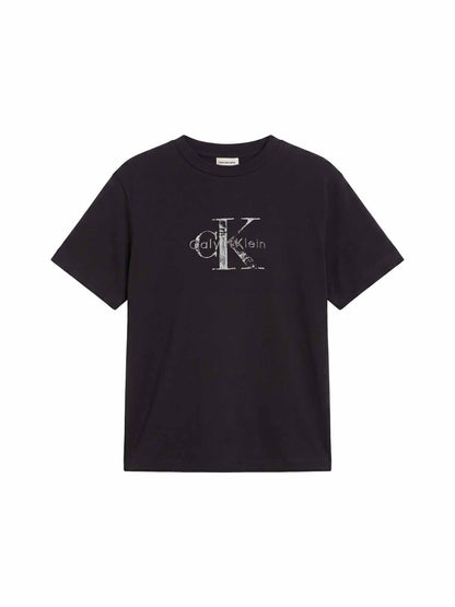 Ck boxy monologo t-shirt da donna nero