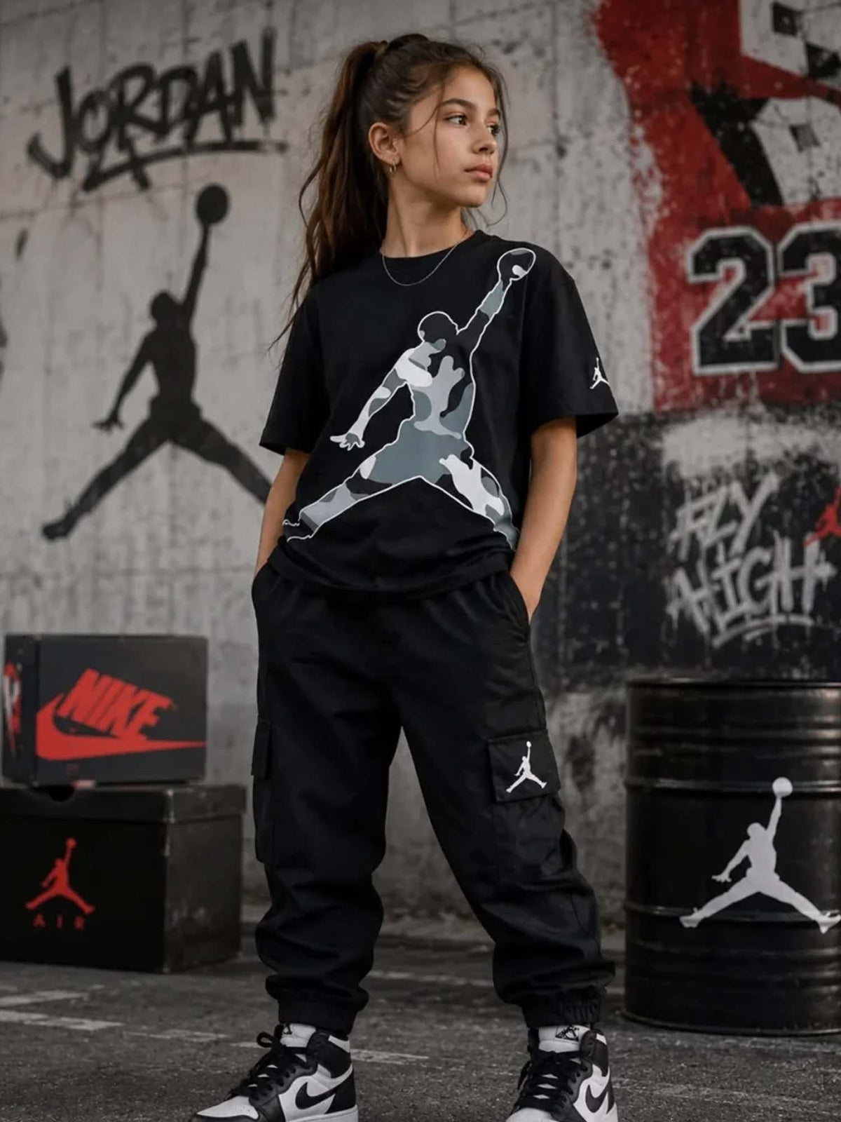 Jordan g. t-shirt mm da bambino/a antracite