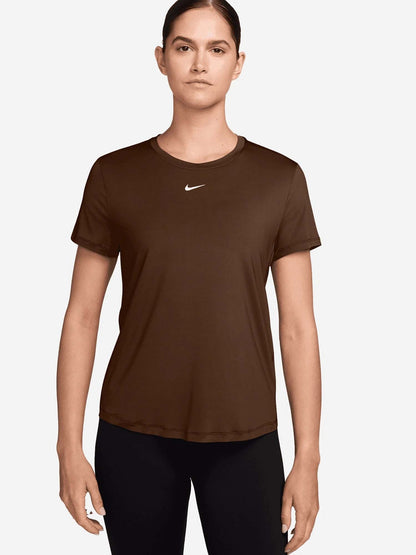 Nike t-shirt one cla mm training da donna cacao