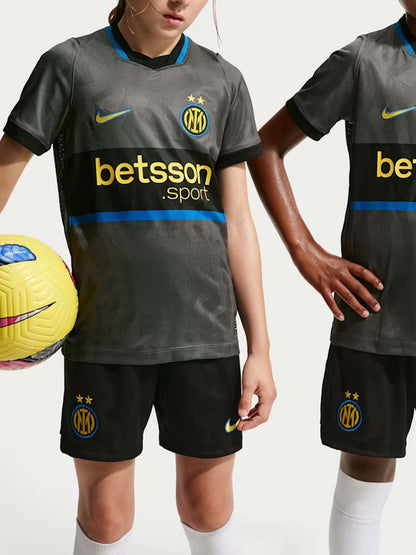 Nike inter 3 t-shirt mm calcio da bambino/a grigio-nero