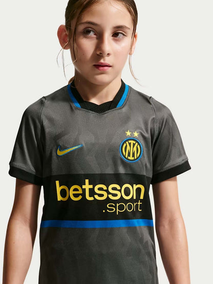 Nike inter 3 t-shirt mm calcio da bambino/a grigio-nero