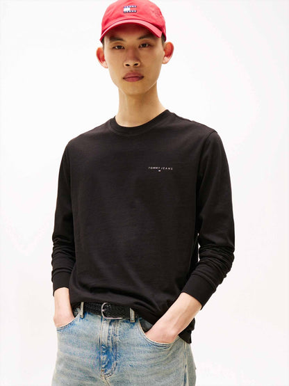 Tommy jeans linear t t-shirt da uomo nero