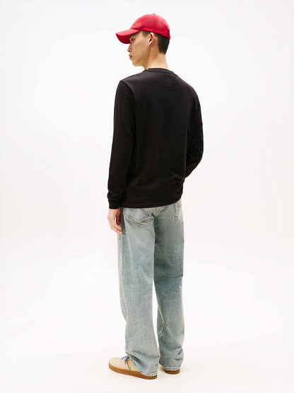 Tommy jeans linear t t-shirt da uomo nero