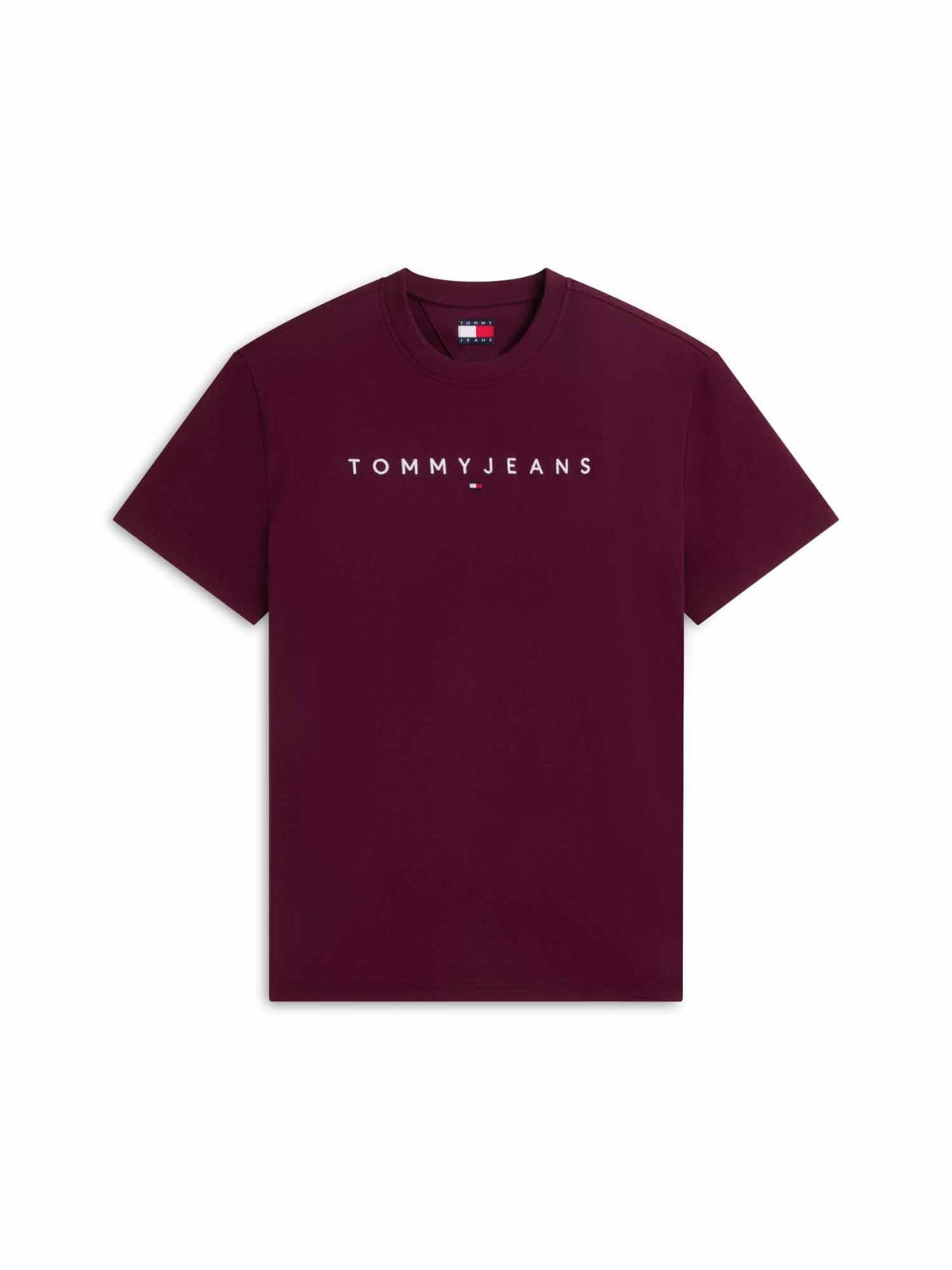 Tommy jeans linear t t-shirt da uomo bordeaux