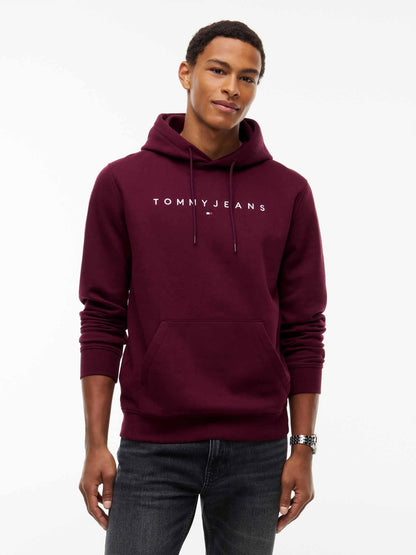Tommy jeans linear h felpa da uomo bordeaux