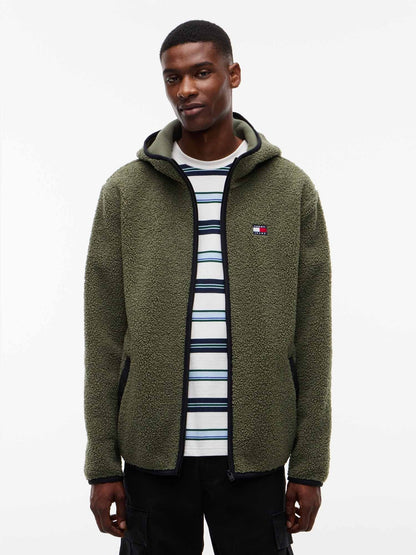 Tommy jeans teddy zi sherpa da uomo verde