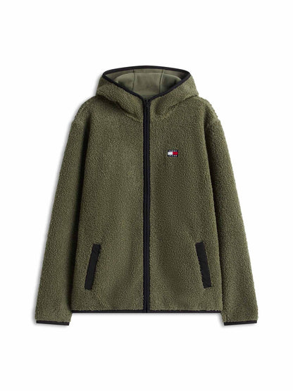 Tommy jeans teddy zi sherpa da uomo verde